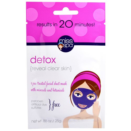 Miss Spa, Detox, Pre-Treated Facial Sheet Mask, 1 Mask Review