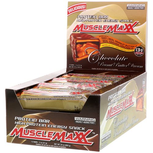 MuscleMaxx, Protein Snackbar, Chocolate Peanut Butter, 12 Bars, 2 oz (57 g) Each Review