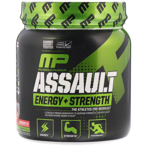 MusclePharm, Assault Energy + Strength, Pre-Workout, Strawberry Ice, 12.17 oz (345 g) Review