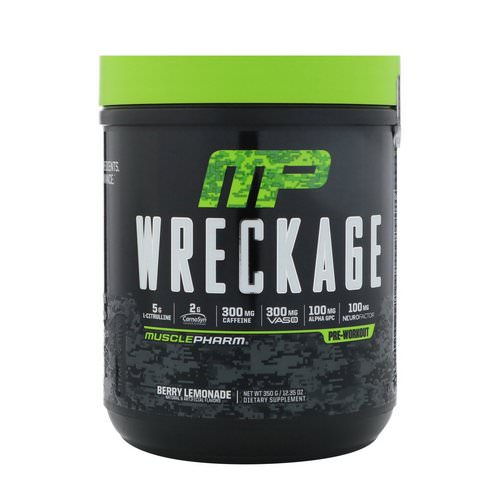 MusclePharm, Wreckage Pre-Workout, Berry Lemonade, 12.35 oz (350 g) Review