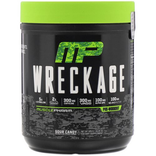 MusclePharm, Wreckage Pre-Workout, Sour Candy, 13.23 oz (375 g) Review