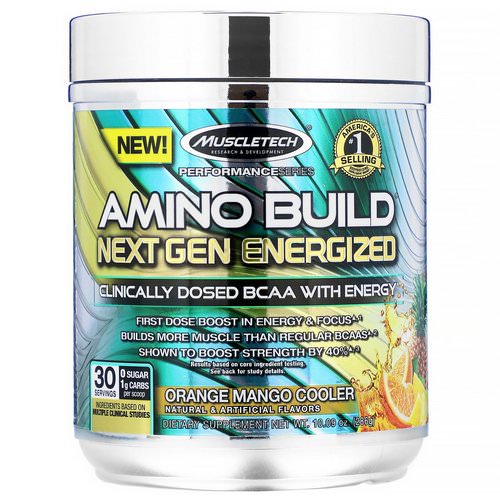 Muscletech, Amino Build, Next Gen Energized BCAA, Orange Mango Cooler, 10.09 oz (286 g) Review