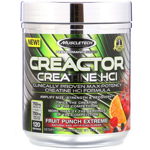 Muscletech, Creactor, Creatine HCl Formula, Fruit Punch Extreme, 9.51 oz (269 g) Review
