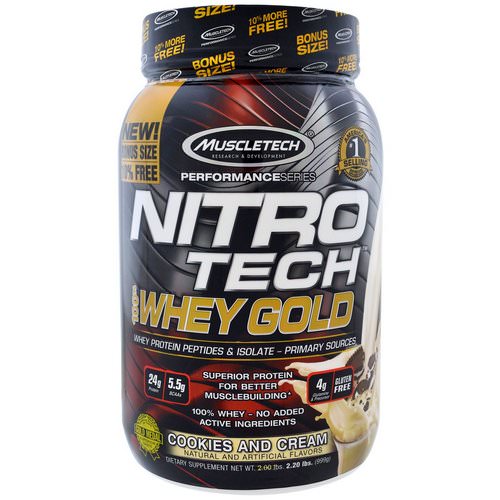 Muscletech, Nitro Tech, 100% Whey Gold, Cookies And Cream, 2.20 lbs (999 g) Review