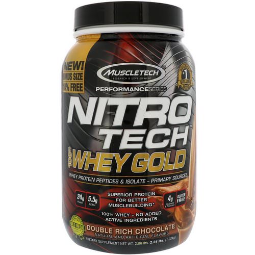 Muscletech, Nitro Tech, 100% Whey Gold, Double Rich Chocolate, 2.24 lbs (1.02 kg) Review