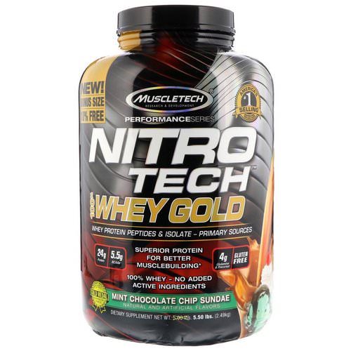 Muscletech, Nitro Tech, 100% Whey Gold, Mint Chocolate Chip Sundae, 5.50 lbs (2.49 kg) Review