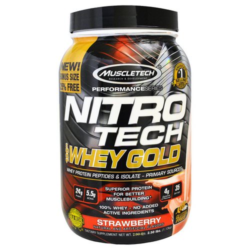 Muscletech, Nitro Tech, 100% Whey Gold, Strawberry, 2.20 lbs (999 g) Review