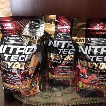 Nitro Tech, Whey Gold, Whey Protein Powder, Double Rich Chocolate