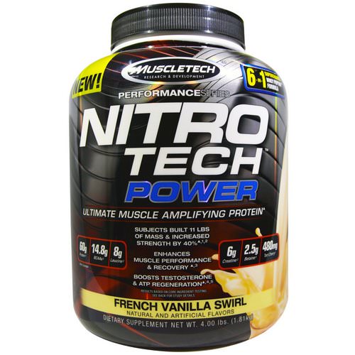 Muscletech, Nitro Tech Power, Ultimate Muscle Amplifying Protein, French Vanilla Swirl, 4.00 lbs (1.81 kg) Review