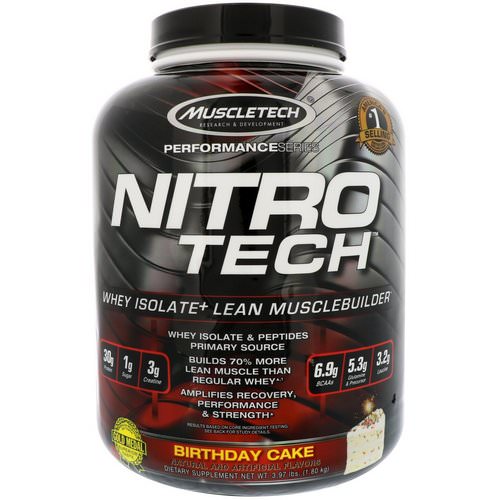 Muscletech, Nitro Tech, Whey Isolate+ Lean Musclebuilder, Birthday Cake, 3.97 lbs (1.80 kg) Review