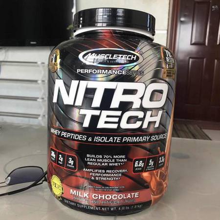 Muscletech, Nitro Tech, Whey Peptides & Isolate Lean Musclebuilder Whey Protein Powder, Milk Chocolate, 10 lbs (4.54 kg) Review