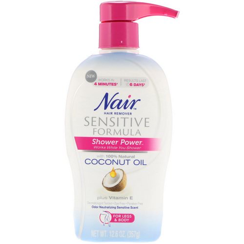 Nair, Shower Power, Hair Remover Cream with Coconut Oil Plus Vitamin E, 12.6 oz (357 g) Review