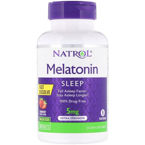 Natrol, Melatonin, Fast Dissolve, Extra Strength, Strawberry, 5 mg, 150 Tablets Review