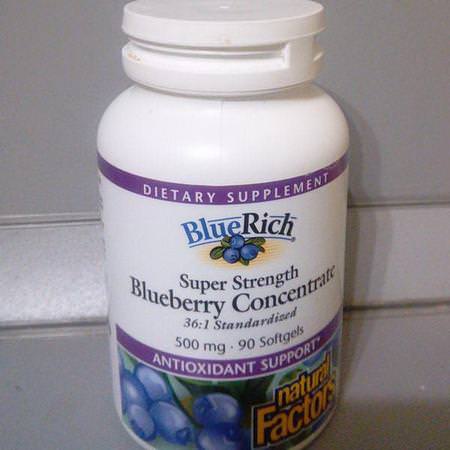 Natural Factors, BlueRich, Super Strength, Blueberry Concentrate, 500 mg, 90 Softgels Review