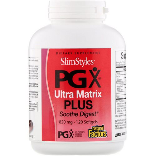 Natural Factors, SlimStyles, PGX Ultra Matrix Plus, Soothe Digest, 820 mg, 120 Softgels Review