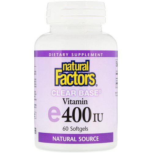 Natural Factors, Vitamin E, Clear Base, 400 IU, 60 Softgels Review
