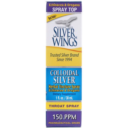 Natural Path Silver Wings, Colloidal Silver, Herbal Tincture Throat Spray, 150 PPM, 1 fl oz (30 ml) Review
