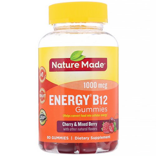 Nature Made, Energy B12 Gummies, Cherry & Mixed Berry, 1000 mcg, 80 Gummies Review
