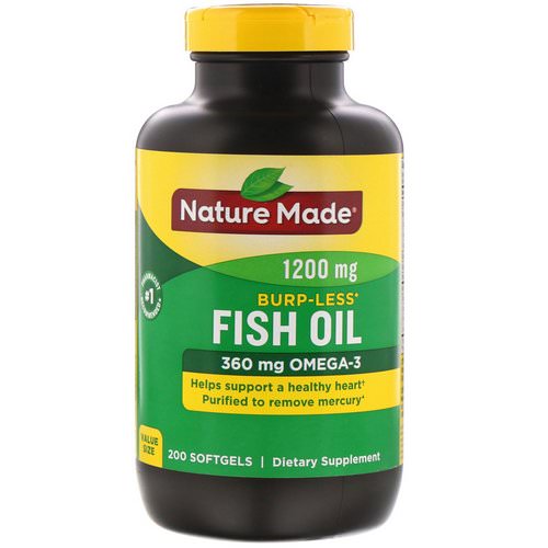 Nature Made, Fish Oil, Burp-Less, 1,200 mg, 200 Softgels Review