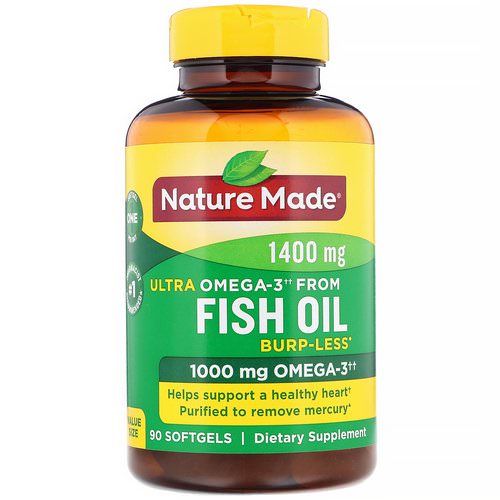 Nature Made, Fish Oil, Ultra Omega-3, Burp-Less, 1,400 mg, 90 Softgels Review