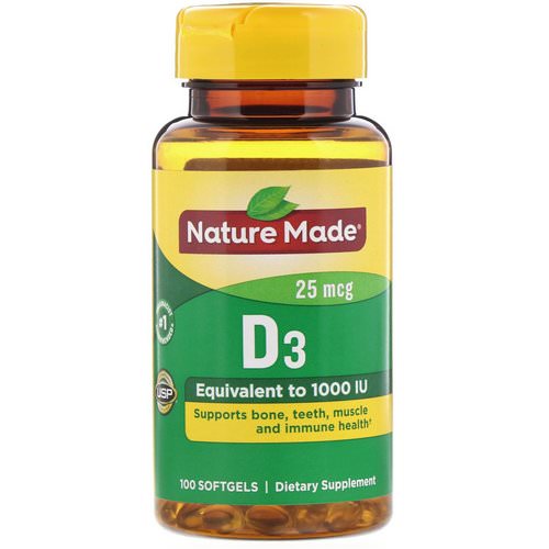 Nature Made, Vitamin D3, 25 mcg, 100 Softgels Review