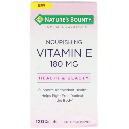 Nature's Bounty, Optimal Solutions, Nourishing Vitamin E, 120 Softgels Review