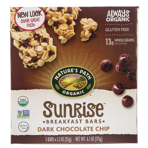 Nature's Path, Organic, Sunrise Breakfast Bars, Dark Chocolate Chip, 5 Bars, 1.2 oz (35 g) Review