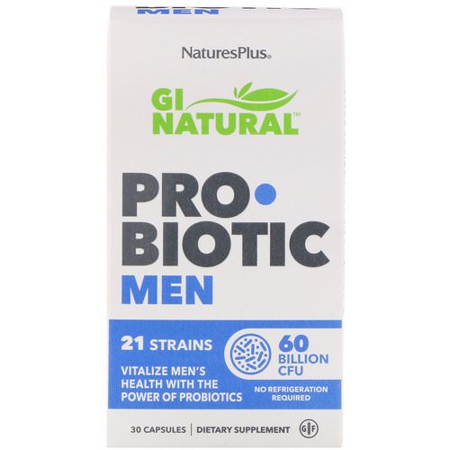 Nature's Plus, GI Natural Probiotic Men, 60 Billion CFU, 30 Capsules Review