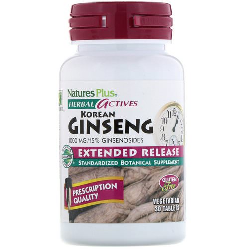 Nature's Plus, Herbal Actives, Korean Ginseng, Extended Release, 1,000 mg, 30 Vegetarian Tablets Review