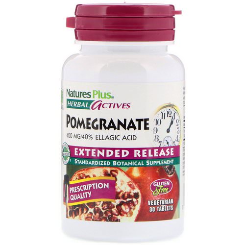 Nature's Plus, Herbal Actives, Pomegranate, Extended Release, 400 mg, 30 Vegetarian Tablets Review