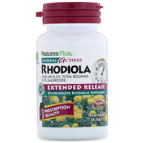 Nature's Plus, Herbal Actives, Rhodiola, Extended Release, 1,000 mg, 30 Vegetarian Tablets Review