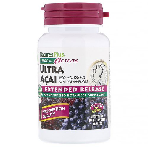 Nature's Plus, Herbal Actives, Ultra Acai, Extended Release, 1,200 mg, 30 Vegetarian Bi-Layered Tablets Review