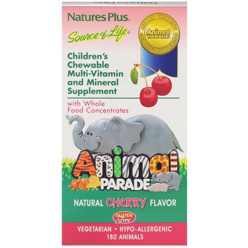 Nature's Plus, Source of Life, Animal Parade, Children's Chewable Multi-Vitamin and Mineral Supplement, Natural Cherry Flavor, 180 Animals Review