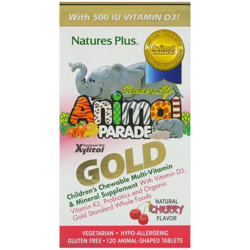 Nature's Plus, Source of Life Animal Parade Gold, Children's Chewable Multi-Vitamin & Mineral Supplement, Natural Cherry Flavor, 120 Animal-Shaped Tablets Review