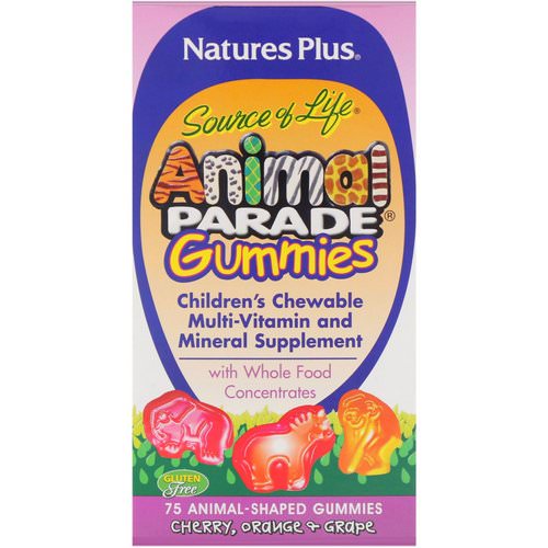 Nature's Plus, Source of Life, Animal Parade Gummies, Children's Chewable, Cherry, Orange & Grape, 75 Animal-Shaped Gummies Review