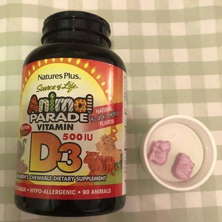 Source of Life, Animal Parade, Vitamin D3, Natural Black Cherry Flavor