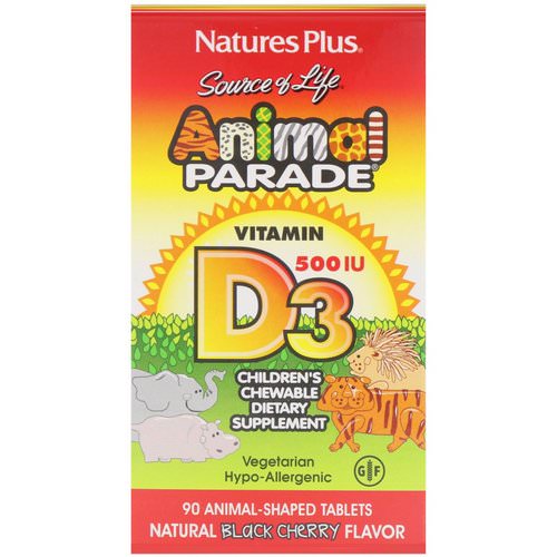 Nature's Plus, Source of Life, Animal Parade, Vitamin D3, Natural Black Cherry Flavor, 500 IU, 90 Animal-Shaped Tablets Review
