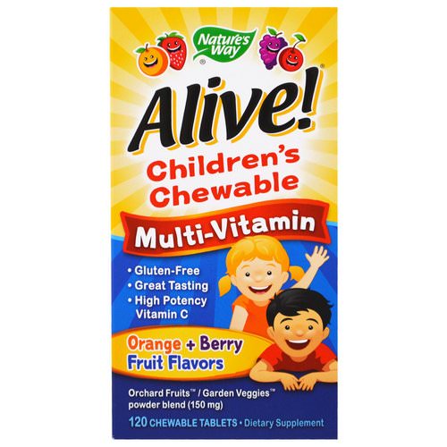 Nature's Way, Alive! Children's Chewable Multi-Vitamin, Orange + Berry Fruit Flavors, 120 Chewable Tablets Review