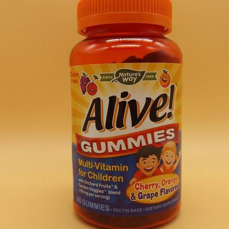 Alive! Gummies, Multi-Vitamin for Children, Cherry, Orange & Grape Flavored
