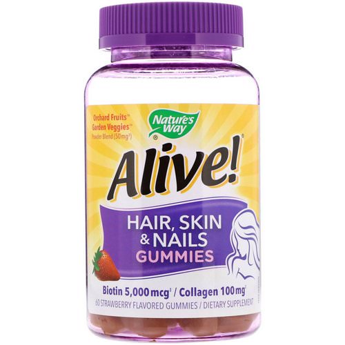 Nature's Way, Alive! Hair, Skin & Nails Gummies, Strawberry Flavored, 60 Gummies Review