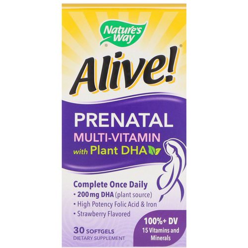 Nature's Way, Alive! Prenatal Multi-Vitamin with Plant DHA, Strawberry Flavored, 30 Softgels Review