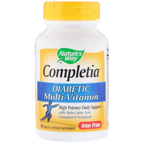 Nature's Way, Completia, Diabetic Multi-Vitamin, Iron Free, 90 Tablets Review