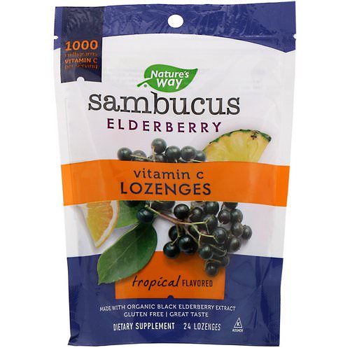 Nature's Way, Sambucus Elderberry, Vitamin C Lozenges, Tropical Flavored, 24 Lozenges Review