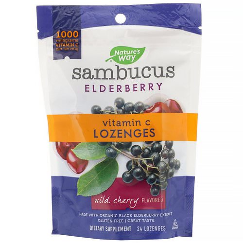 Nature's Way, Sambucus Elderberry, Vitamin C Lozenges, Wild Cherry Flavored, 24 Lozenges Review