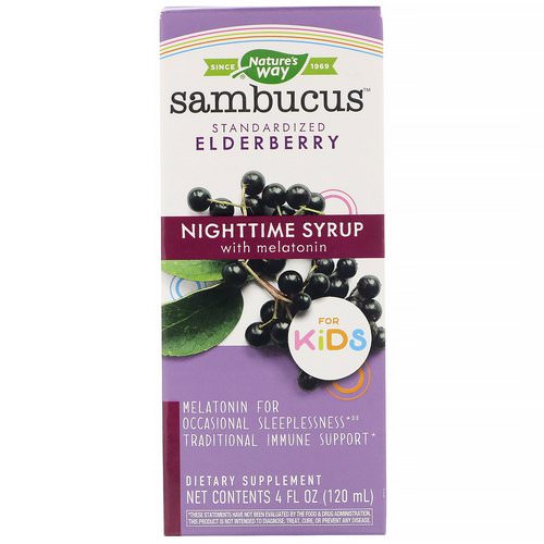 Nature's Way, Sambucus for Kids, Standardized Elderberry, Nighttime Syrup with Melatonin, 4 fl oz (120 ml) Review