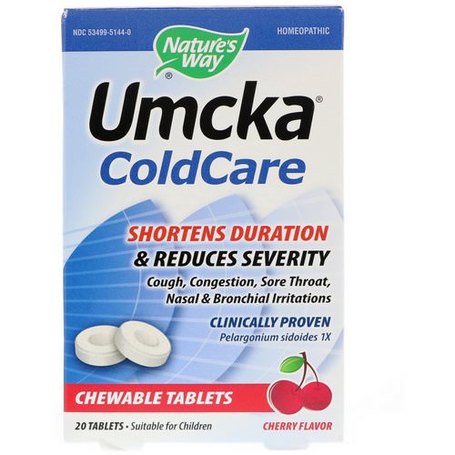 Nature's Way, Umcka, ColdCare, Cherry, 20 Tablets Review