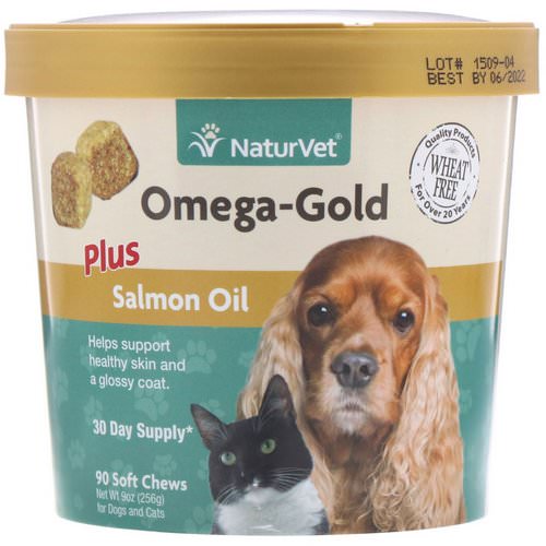 NaturVet, Omega-Gold, Plus Salmon Oil, For Dogs & Cats, 90 Soft Chews Review