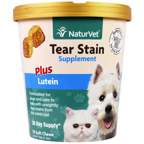 NaturVet, Tear Stain for Dogs & Cats, Plus Lutein, 70 Soft Chews, 5.4 oz (154 g) Review