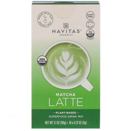 Navitas Organics, Latte Superfood Drink Mix, Matcha, 10 Packets, 0.31 oz (9 g) Each Review