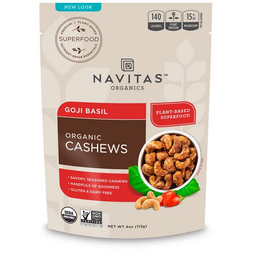 Navitas Organics, Organic Cashews, Goji Basil, 4 oz (113 g) Review
